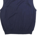 PALM BEACH Mens Navy Blue & Green Patterned Cotton Sleeveless V-Neck Jumper L