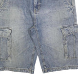 VAN VAAAN Mens Denim Blue Cargo Shorts XL W36 Cotton Blend Casual Pocketed