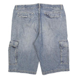 VAN VAAAN Mens Denim Blue Cargo Shorts XL W36 Cotton Blend Casual Pocketed