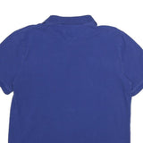 TOMMY HILFIGER Mens Blue Cotton Short Sleeve Polo Shirt L Logo Embroidered