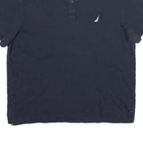 NAUTICA Mens Navy Blue Cotton Short Sleeve Plain Polo Shirt L Casual Classic