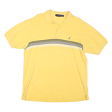 NAUTICA Mens Yellow Stripe Short Sleeve Polo Shirt M Cotton Logo