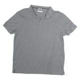 CALVIN KLEIN Mens Grey Short Sleeve Plain Polo Shirt L Casual Classic Cotton