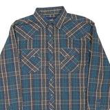 WRANGLER Mens Blue Brown Check Shirt L Long Sleeve Cotton Blend Western Style