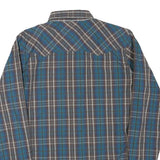 WRANGLER Mens Blue Brown Check Shirt L Long Sleeve Cotton Blend Western Style