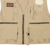 TEENY NYMPH Mens Beige Utility Jacket L Polyester Blend Zip Plain Outdoor Vest