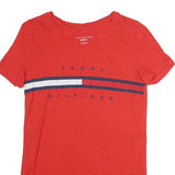 TOMMY HILFIGER Womens Red Graphic T-Shirt XXS Short Sleeve Crew Neck Cotton