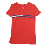 TOMMY HILFIGER Womens Red Graphic T-Shirt XXS Short Sleeve Crew Neck Cotton
