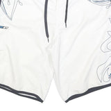 ADIDAS Mens White & Navy Casual Swimming Shorts L W36 Drawstring Cargo Pocket