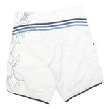 ADIDAS Mens White & Navy Casual Swimming Shorts L W36 Drawstring Cargo Pocket