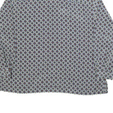 DELMOD Womens Blue Printed Long Sleeve Collared Shirt XL Stylish Pattern