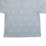 SUMMA Mens Blue Boat Print Short Sleeve Polo Shirt M Cotton Blend Casual Summer