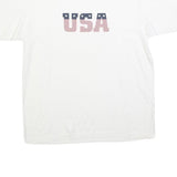 Mens White USA Graphic T-Shirt L Short Sleeve Crew Neck Cotton Blend Casual