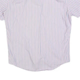 LACOSTE Mens Blue & Pink Stripe Shirt L Button-Down Collar Short Sleeve Cotton