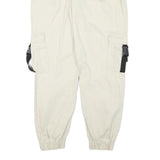 CHEROKEE Mens Cotton Blend Cream Relaxed Cargo Trousers W28 L28 Casual Zip