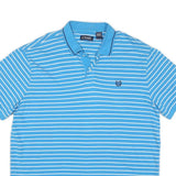 CHAPS Mens Blue & White Striped Short Sleeve Polo Shirt XL Classic Cotton Blend