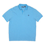 CHAPS Mens Blue & White Striped Short Sleeve Polo Shirt XL Classic Cotton Blend
