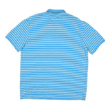 CHAPS Mens Blue & White Striped Short Sleeve Polo Shirt XL Classic Cotton Blend