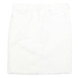 CALVIN KLEIN JEANS Womens White Cotton Blend Denim Mini Skirt Frayed Hem M