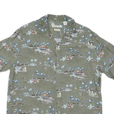 BATICK BAY Mens Green Rayon Hawaiian Shirt L Tropical Print Button Up Casual