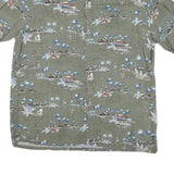BATICK BAY Mens Green Rayon Hawaiian Shirt L Tropical Print Button Up Casual