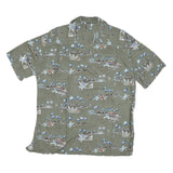 BATICK BAY Mens Green Rayon Hawaiian Shirt L Tropical Print Button Up Casual