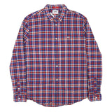 TOMMY HILFIGER Mens Blue & Red Checked Shirt 2XL Cotton Blend Long Sleeve Casual