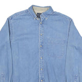 WEATHER CASUAL Mens Blue Denim Long Sleeve Shirt M Casual Cotton Blend