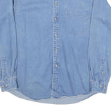 WEATHER CASUAL Mens Blue Denim Long Sleeve Shirt M Casual Cotton Blend