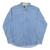 WEATHER CASUAL Mens Blue Denim Long Sleeve Shirt M Casual Cotton Blend