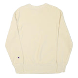 CHAMPION Mens Cream Crew Neck S Cotton Blend Pullover Sweatshirt Classic Logo