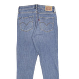 LEVI'S 721 High Rise Skinny Womens Jeans Blue Slim Denim W28 L27 Scalloped Hem