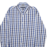 TOMMY HILFIGER Mens Blue & White Check Shirt S Button-Down Collar Long Sleeve