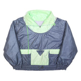 Mens Navy Blue & Light Green Outdoor Jacket L Polyester Zip Plain Pocket