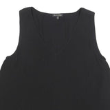 MASSIMO DUTTI Womens Black Lace Trim Sleeveless V-Neck Top M Ribbed