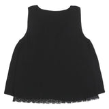 MASSIMO DUTTI Womens Black Lace Trim Sleeveless V-Neck Top M Ribbed