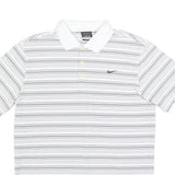 NIKE Mens White & Black Striped Short Sleeve Polo Shirt M Lightweight Sports