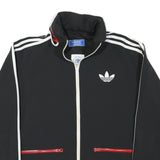 ADIDAS Mens Black White Polyester Blend Track Jacket L Zip Sport Retro