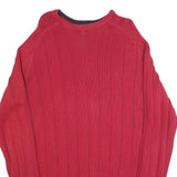 NAUTICA Mens Red Plain Pullover Jumper Crew Neck Rib Knit M Cotton Blend