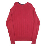 NAUTICA Mens Red Plain Pullover Jumper Crew Neck Rib Knit M Cotton Blend