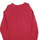NAUTICA Mens Red Plain Pullover Jumper Crew Neck Rib Knit M Cotton Blend