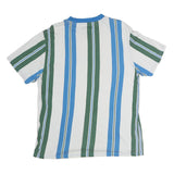 GUESS ORIGINALS Mens Blue & Green Stripe Graphic T-Shirt M Short Sleeve Crew