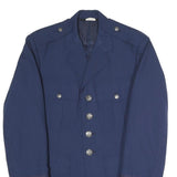 Mens Blue Military Jacket S Polyester Blend Button Plain Classic Uniform Style