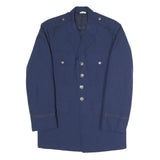 Mens Blue Military Jacket S Polyester Blend Button Plain Classic Uniform Style