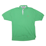 TOMMY HILFIGER Mens Green Polo Shirt L Cotton Blend Short Sleeve Crest Logo