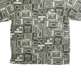 OP SPORT Mens Green & Cream Pattern Cotton Shirt L Summer Casual Beachwear