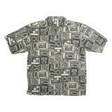 OP SPORT Mens Green & Cream Pattern Cotton Shirt L Summer Casual Beachwear