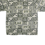 OP SPORT Mens Green & Cream Pattern Cotton Shirt L Summer Casual Beachwear