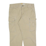 CARHARTT Mens Cotton Blend Beige Relaxed Cargo Trousers W36 L32 Casual Workwear