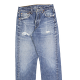 LEVI'S Mens Regular Fit Blue Denim Jeans W26 L28 Distressed Button Closure